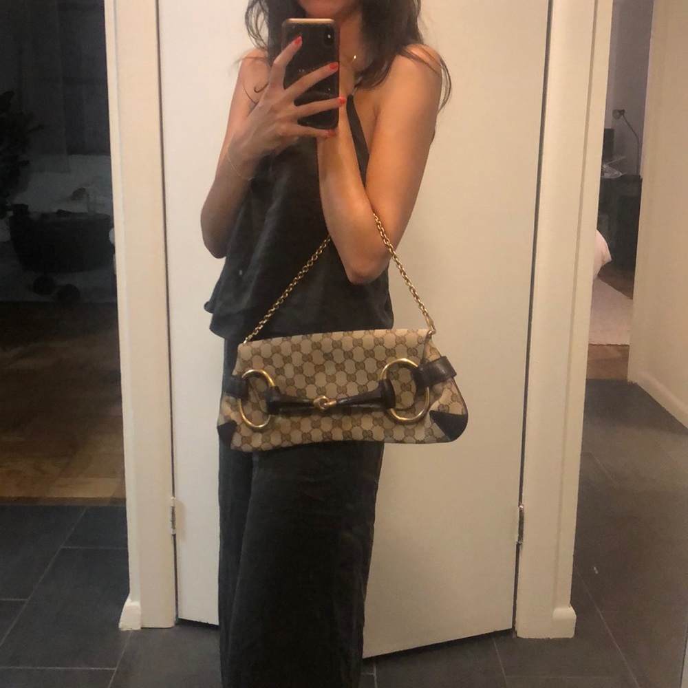 Gucci Large GG Canvas Horsebit Chain Clutch
